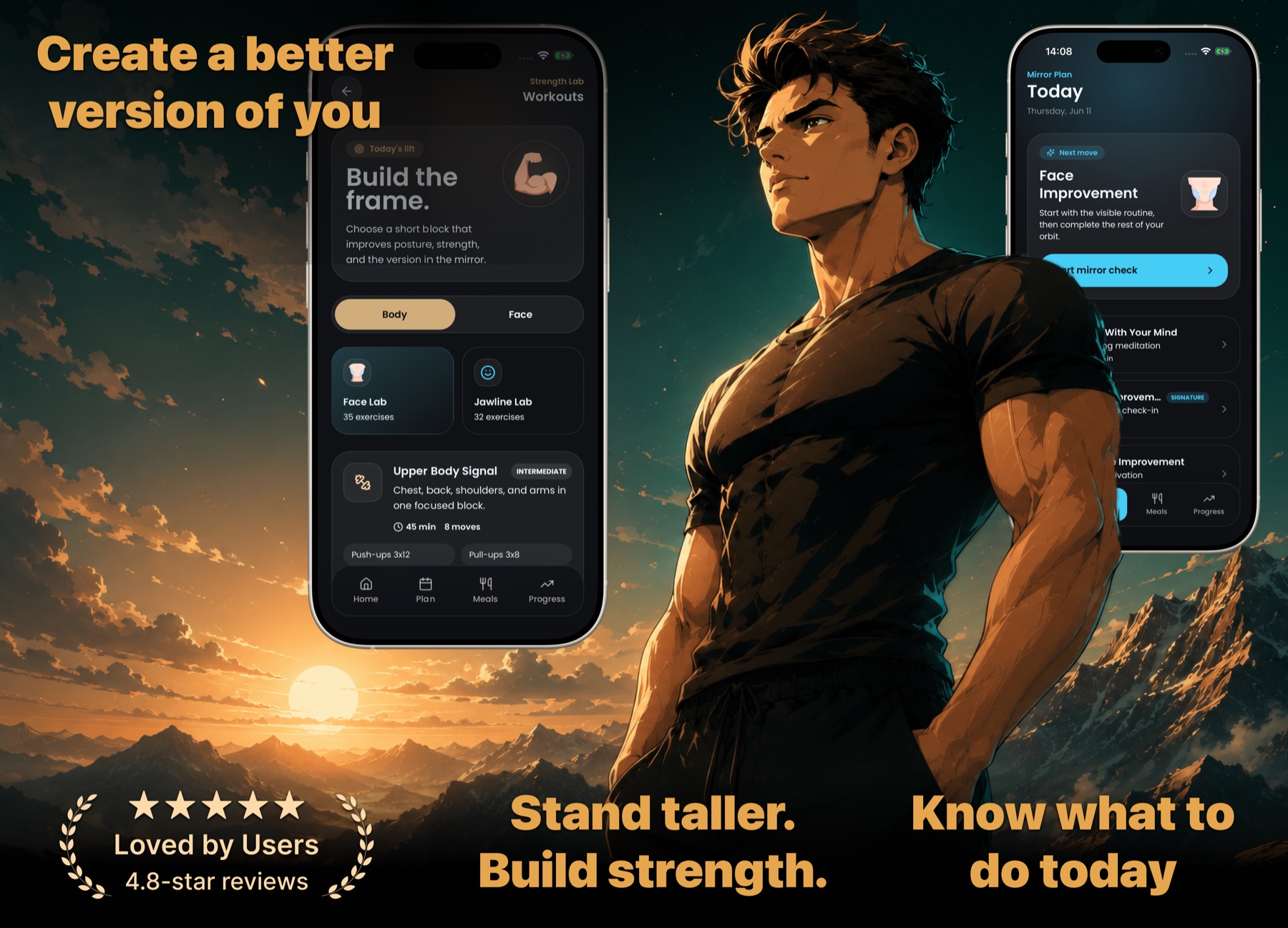 NextMe App Store hero graphic showing routines, posture, and daily plan screens